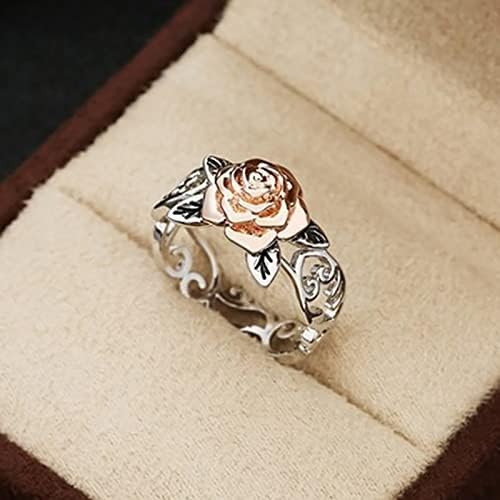בלי סוף טבעות אחיות טבעת חלול החוצה עלה טבעת עתיק אלקטרוליטי פרח נשים של טבעת בחמישה גדלים חבילה