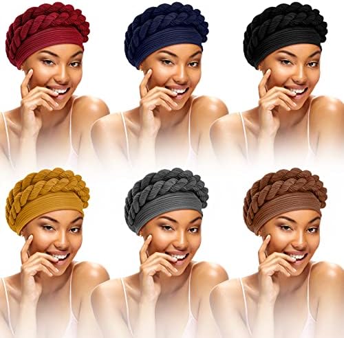 HANAIVE 6 PCS עטיפות ראש אפריקאיות לנשים שחורות צמות כובע טורבן אפריקני כיסוי ראש כיסוי כיסוי