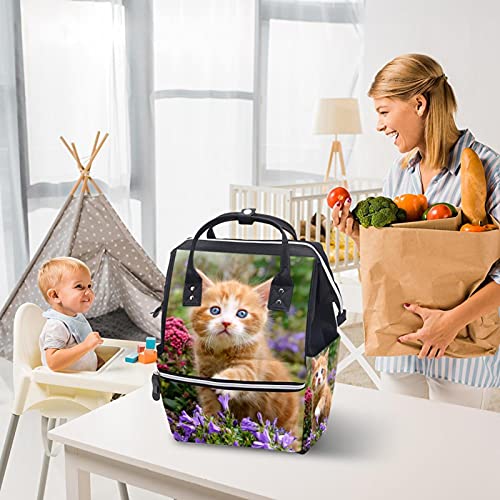 חתלת חתול לתינוק משחקת עם פרחים תיקים תיקים תיק תרמיל תרמיל קיבולת גדולה תיק חיתול סיעוד תיק נסיעה לטיפול לתינוקות