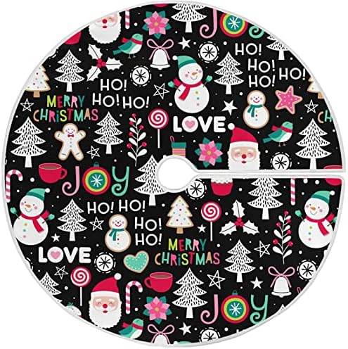 עץ חג המולד של Oarencol Santa Claus חצאית עץ חג המולד 36 אינץ 'אנשי שלג שמחה אהבה הו שחור חג המולד מפלגת