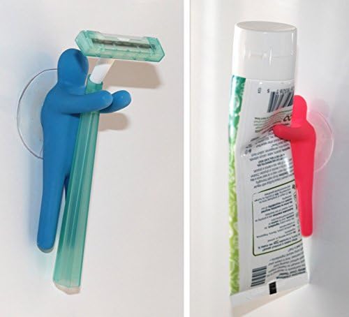לוקור צבעוני אנשים מברשת שיניים מחזיק ושירות יניקה וו, סט של 4 מחשב