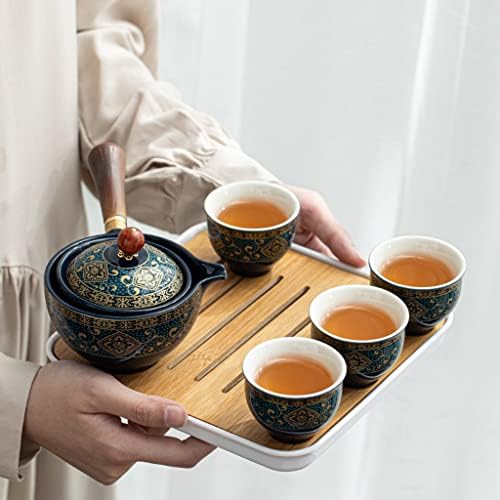 פרחי TJLSS מעודנים אבן מעודנת צורת תה סט תה כוס קומקום בעבודת יד סט מתנה כוס תה כוס תה תה תה