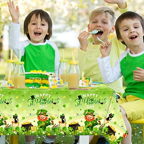 3 PCS St. Patrick's Day's Tablecloths-Leprechaun שולחן פלסטיק שולחן מכסה ציוד למסיבות פטרים ירוקים.