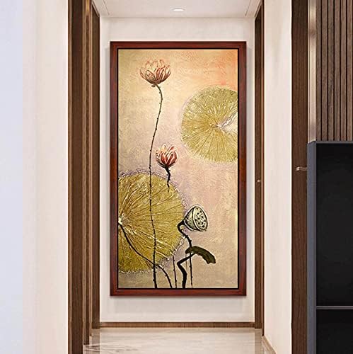 ציור שמן מודרני מצויר ביד - מופשט סיני סיני ידידות רקע אנכי על אמנות קיר בד ציור בגודל גדול לציור לסלון וילה