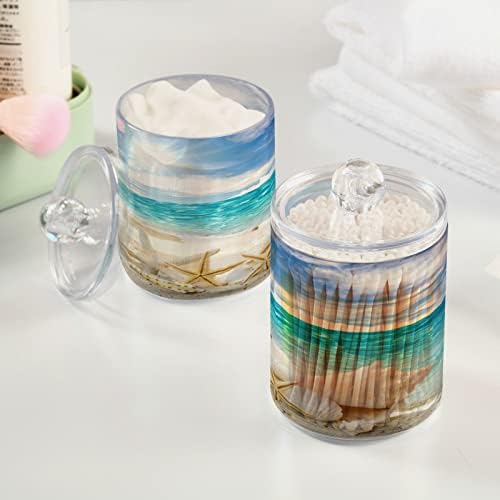 חוף כוכב ים כותנה מחזיק ספוגי אמבטיה מיכלי אמבטיה צנצנות עם מכסים מכניסים כרית כותנה כרית כרית כרית עגול