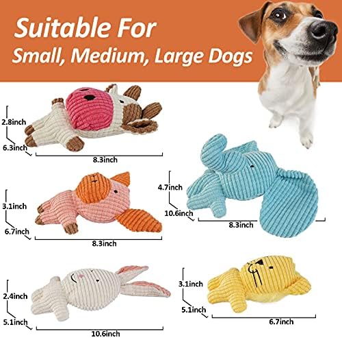 כלב צעצועי קטיפה עם חורק רך כותנה גורים ממולא ללעוס צעצוע עמיד בעלי החיים כלבים בובת עבור קטן בינוני חיות מחמד,