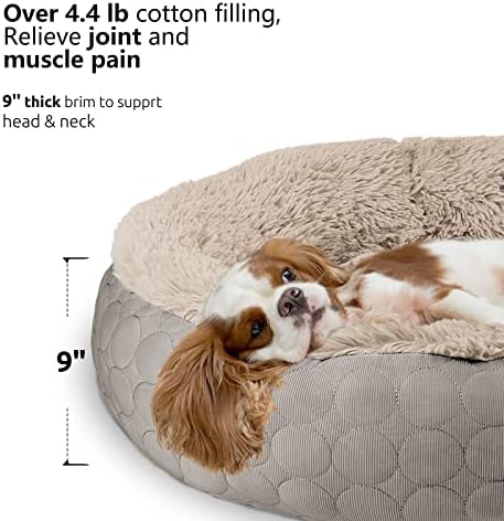 מיטת סופגנייה של האצ'קיטי מיטת סופגנייה מרגיעה סופגנייה עגולה, מיטת כלבים רכה כלבים גדולים, מיטת כרית