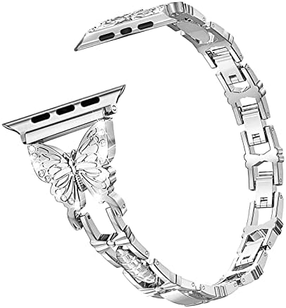 להקת שעון פרפר תואמת להקות Apple Watch 38 ממ 40 ממ 41 ממ, רצועת צמיד החלפת אופנה לאישה, Bling Diamond Diamond