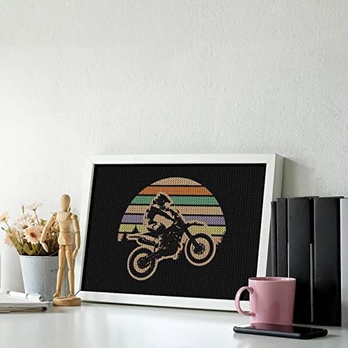 אופני עפר רטרו מוטוקרוס רוכב שקיעה שקיעה בערכות ציור יהלום ערכות 5D DIY מקדחה מלאה ריינסטון אמנויות קיר