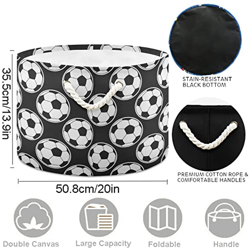 כדורגל ויססוני כדור כדורגל שחור דפוס כביסה סלי כביסה באחסון בד קופסת אחסון קופסת אחסון מתקפלת על סל בגדי צעצועים