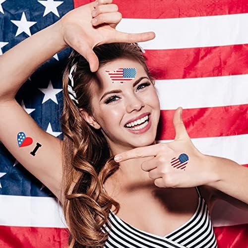 קליפ כבל מכסה רול פנים וזרוע אמריקאי עצמאות יום פרח זרוע עם אמריקאי דגל דקורטיבי העברת מים מדבקת לשימוש