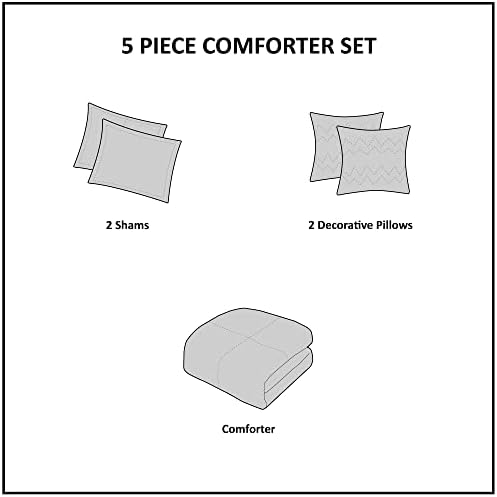 מדיסון פארק Essentials Kasey Coesy Setforter Set - עיצוב סחרור, כל מצעי העונה עם שאמות תואמות, כרית דקורטיבית,