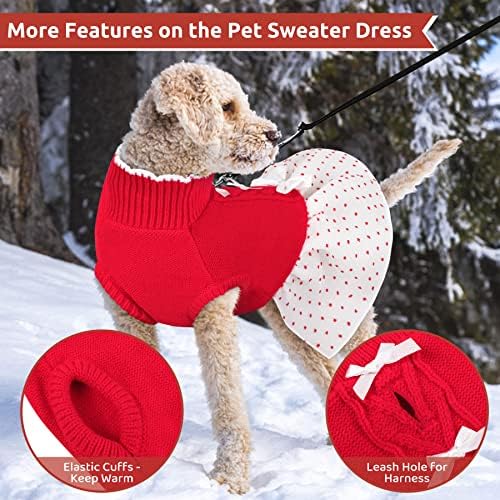 שמלת סוודר חג המולד של מיגוהי כלב, כלב קטן סוודרים חורפים מעילי גור עם חור רצועה, צווארון גולף סוודר כלב סוודר