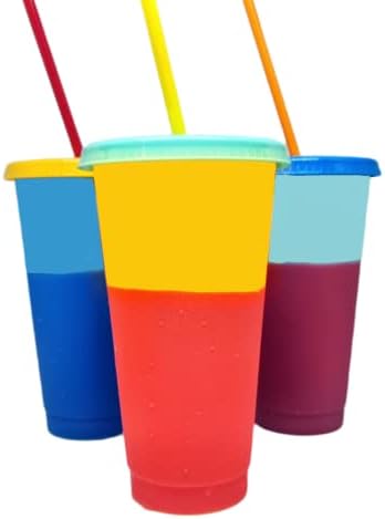 24oz Color Stups Cups חבילות ב 6 כוס עם קש ומכסה כוסות לשימוש חוזר כוסות לכוס נסיעות למסיבות ימי