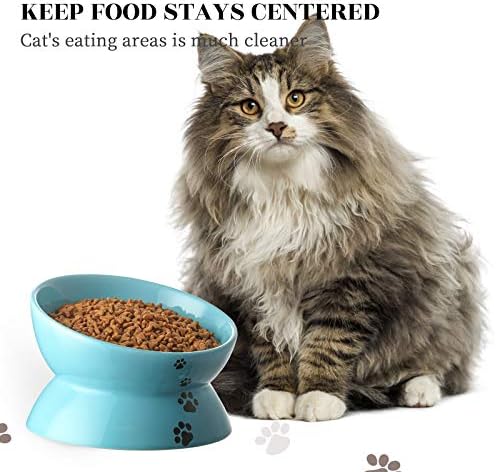 Y yhy קערת מזון לחתול קערות חתולים גדולות ומורמות נגד הקאות, קערת חתול מוגבהת בגודל 7 אינץ