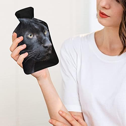 פנתר שחור פראי גומי קלאסי בקבוק מים חמים שקית מים חמים לרגליים ביד כתף צוואר חמה יותר עם כיסוי רך