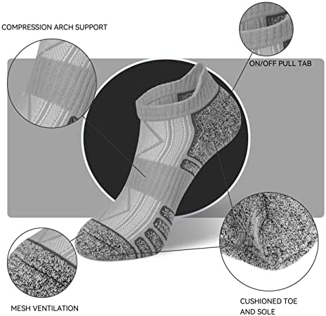 גרבי קרסול של QQH- קרסול גרביים חותכות נמוכות 8 זוגות גרביים לשונית ספורט אתלטית נושמת