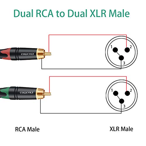 JOMLEY RCA לכבל XLR, RCA כפול זכר לכפול XLR זכר Hifi חיבור שמע חיבור חוט חיבור נתיב חוט נתיב - 10ft