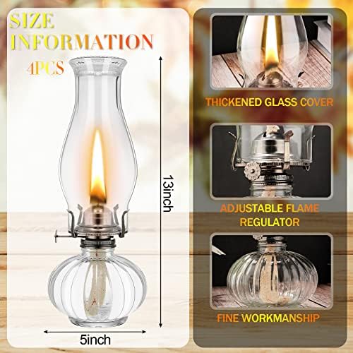 4 חתיכות מנורות נפט זכוכית ברורות לשימוש מקורה להשתמש במנורת שמן גדול