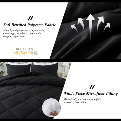 מערך שמיכת התאומים השחורה של אלנידו קווין שחור עם כרית 1 של כרית - 2 חתיכות מיטה שמיכה - סט רופף