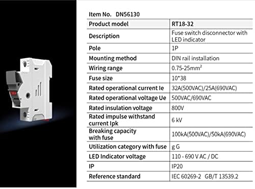 גנדה 1 PCS מחזיק נתיך 10x38 ממ נתיכים הגדרת מחוון תיבת בסיס אור AC מתג ניתוק קטן IP20 ליבת גלילי קרמיקה