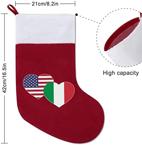 דגל איטלקי אמריקאי גרב חג המולד גרב עץ חג המולד גרביים תלויים עם קישוט שרוול קצר לפלאש למסיבת חג ביתי
