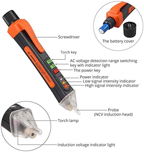 בודק מתח ללא מגע ללא קשר 12-1000V/48V-1000 רגישות כפולה מתכווננת רגישות AC גלאי עט עט כלים עם