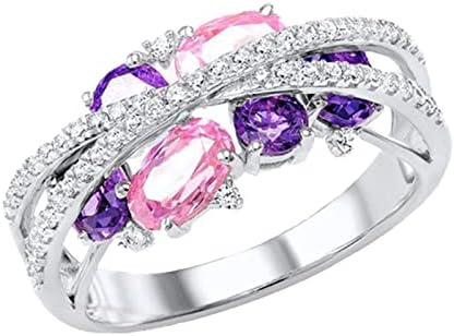 טבעת הבטחה ורדים x בצורת חלול תליון ורוד יהלום זירקון נשים טרנד אופנה מגמת יהלום מלא טבעת זירקון