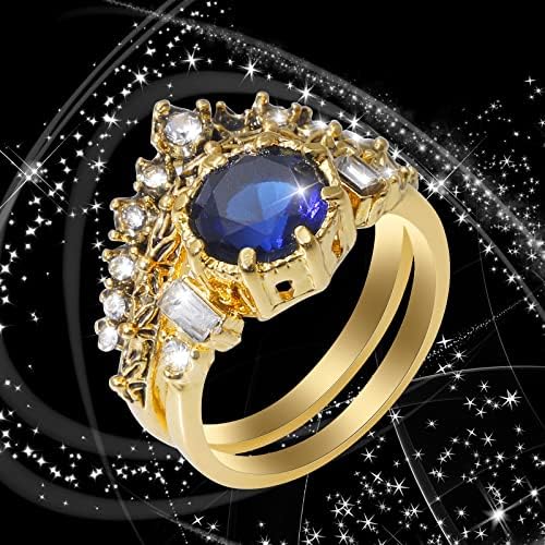 טבעת טבעת זירקון תכשיטי אופנה בהיר עגול כחול עוסק תכשיטי אבן לנשים טבעות דרקון טבעות
