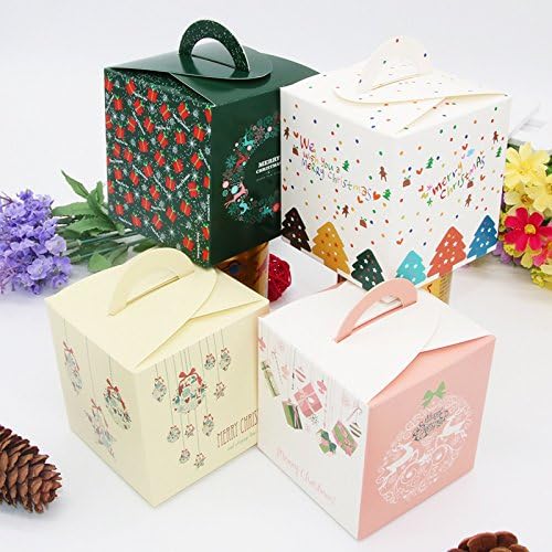 חבילה של 48 יחידות קופסת נייר עוגות עוגות עוגות מכולות אריזת אוכל לחג המולד מתנה למסיבת מקלחת לתינוקות, עיצוב