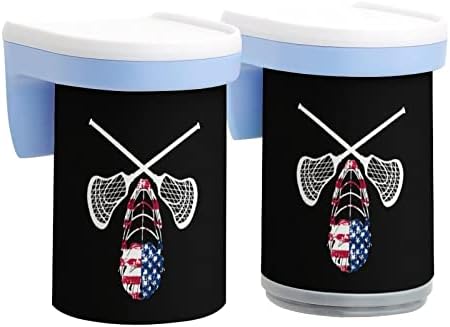 Nudquio Lacrosse קסדה דגל משחת שיניים מחזיק זוג אחד כוסות צחצוח מגנטיות מארגן אביזרי אמבטיה רכוב קיר לבית/נסיעה