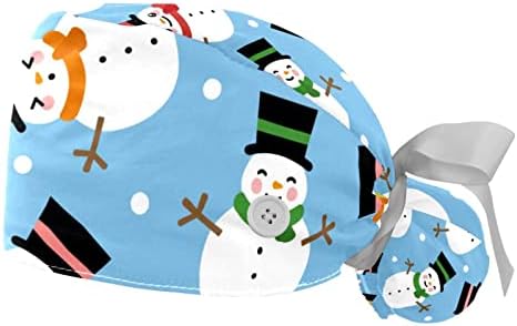 כובע עבודה עם כפתורים לנשים, דפוס שלג לחג המולד בחורף כותנה כותנה רצועת הזיעה