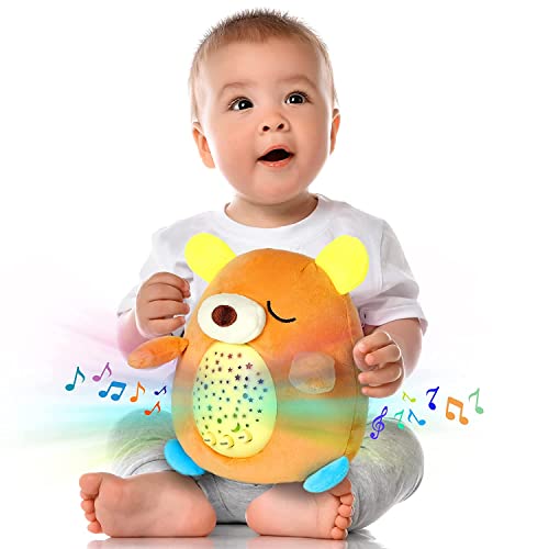 תינוק מרואן של בעלי חיים ממולאים אור עם מכונת קול - עריסה לתינוק מרושע עם מוזיקה ואורות - שינה לתינוק