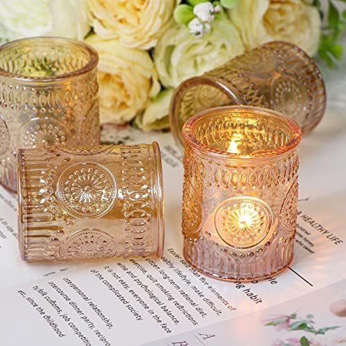 לנטו זהב זהב נרות נרות נרות של 12, אורות תה זכוכית מחזיקי נרות למרכז שולחן חתונה, מסיבות יום הולדת
