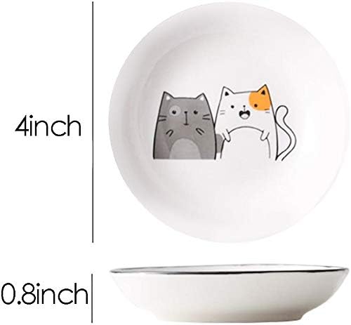 4 יחידים קרמיקה ארוחת ערב לחתול מתענג על כלים תובלות צלחות טבילות