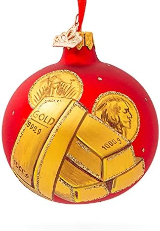 מוטות זהב ומטבעות כדור זכוכית קישוט חג המולד 3.25 אינץ '