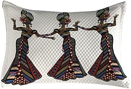 כיסוי כריות מרופד אפריקני, נשים צעירות בתלבושות ילידיות פסטיבל קרנבל ריקוד נושאים מהלכים, כיסוי כרית