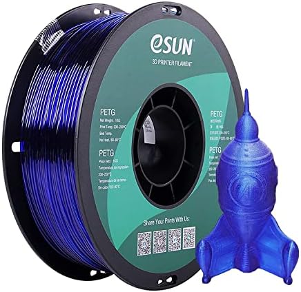 ESUN 3D 1.75 ממ PETG כחול נימה 1 קג, נימה מדפסת תלת מימד PETG, 1.75 ממ חצי שקופה כחולה