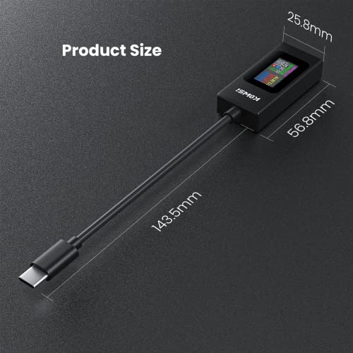יוג'וק USB C בודק מד כוח 4-30V 0-6.5A מולטימטר דיגיטלי, סוג C מתח C ומטר בודק נוכחי, קיבולת בנק חשמל, גלאי
