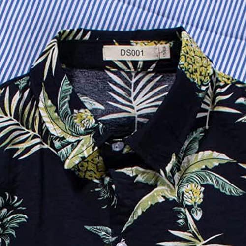 קיץ גדול וגבוה חולצות לגברים גברים של מזדמן רופף פרחוני מודפס חוף קצר שרוול כפתור למטה גליטר חולצה