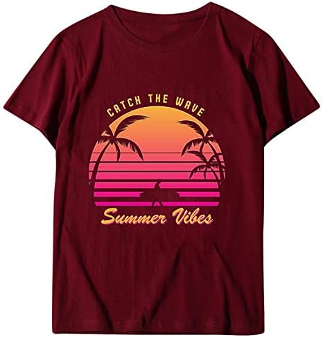 בני נוער בנות חולצה קיץ מזדמן הוואי קצר שרוול חם צוות צוואר טוניקת חולצה