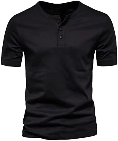 חולצות טריקו מזדמנים של Stoota Mens, כפתור שרוול קצר בצבע אחיד חולצות נשימה חולצה עליונה עיצוב בסיסי