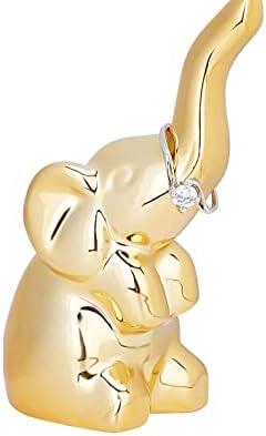 LJCA פסלי פיל זהב תפאורה ביתית, קישוטים של פסלוני בעלי חיים קרמיים, פריטי תפאורה קטנים למדף, אלפנטס פארה