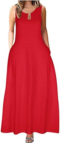 שמלות קיץ של PVCS לנשים 2023 שמלת טנק ללא שרוולים ארוכי שרוולים תנדנד שמלת שמלת מקסי בצבע אחיד שמלה מזדמנת