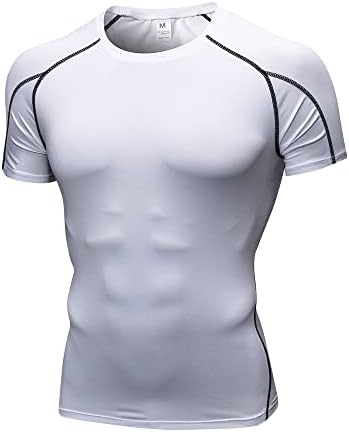 גברים של דחיסת חולצות ספורט קצר שרוול מהיר יבש בסיס-שכבה אימון ריצה חולצה ספורט פעיל מצויד חולצות