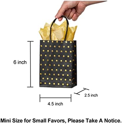 תיק נייר כחול כהה בגודל מיני עם תיק לטובת מסיבת ידית 6 על 4.5 על 2.5 אינץ ' לסיום יום הולדת תיק