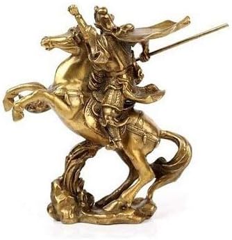 פליז נחושת זמטאק מלאכה סינית סינית אסייתית גיבור קדום סיני מעודן גואן גונג גואן יו רוכבים על פסל הסוס