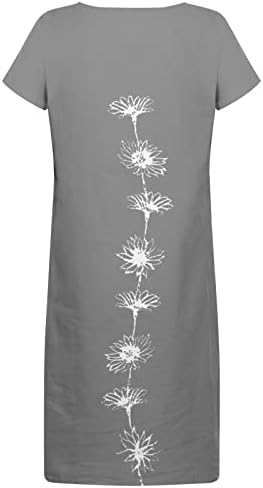 נשים קצר שרוולים שמלות פרחים מודפס מותניים שמלה קיצית עם צווארון באורך הברך שמלה מזדמן זורם שמלות