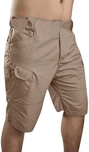 מכנסיים קצרים לגברים מזדמנים קלאסיים מתאימים מכנסי חוף קיץ, כותנה עם מותניים אלסטיים וכיסים שוחים קצרים
