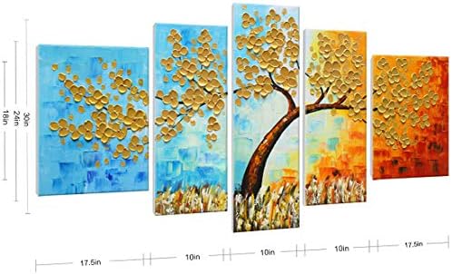 אמנות קיר גדולה במיוחד ציור שמן צבוע ביד על בד 3D צבעוני עץ יצירות אמנות פלטת פלטת סכין אימסטו מרקם
